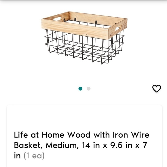 Life at home organizing wire and wood basket - Picture 2 of 4